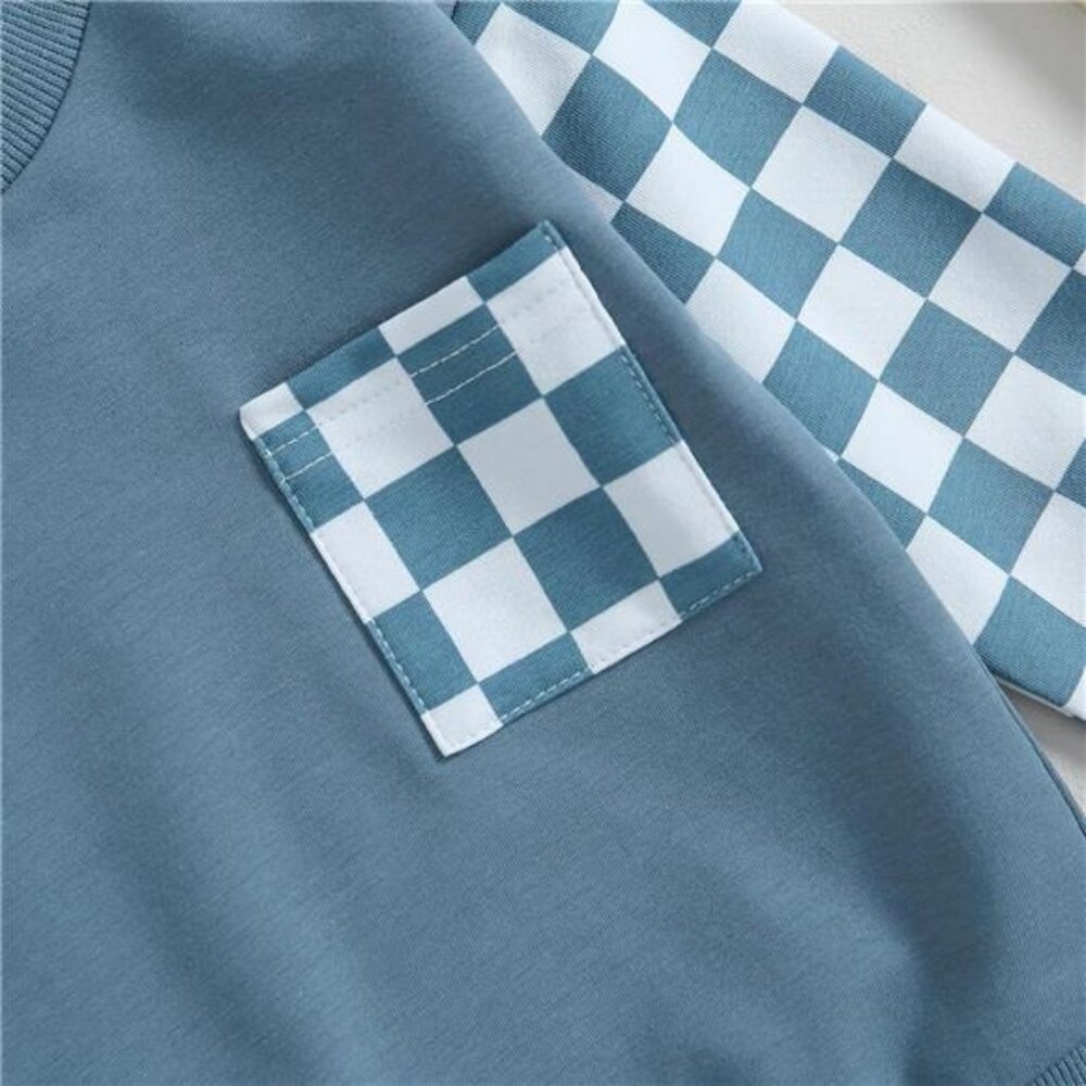 Fall Toddler Baby Boy Clothes 2Pcs Color Block Crewneck Sweatshirt‎ and Pants - Picture 5 of 7